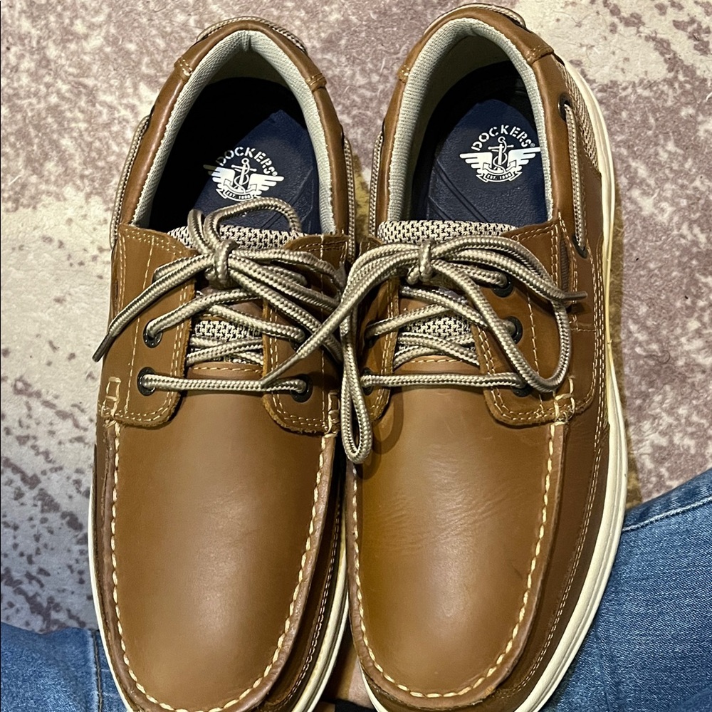 Dockers Men's Tan Leather Boat Shoes